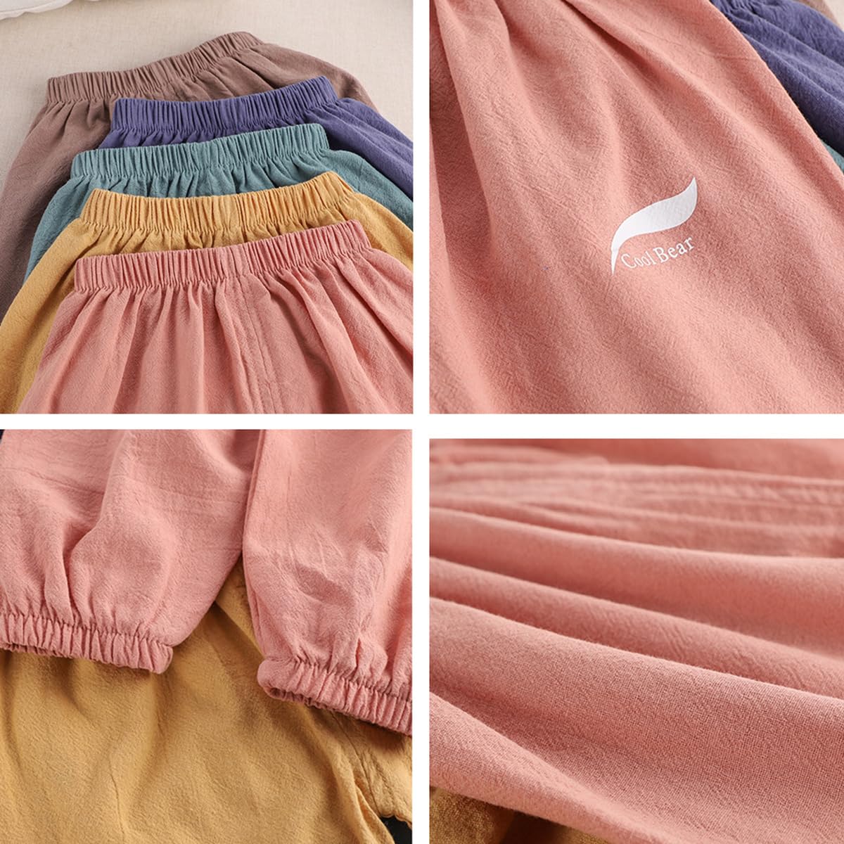 3er Pack Baby Kinder Jungen Mädchen Sommer Leinenhose Bloomers Baumwolle Lange Hosen Leichte Atmungsaktiv Dünn Pumphose Haremshose Jogginghose Lässige Hose Gr. 74/80/86/92/98/104/110/116