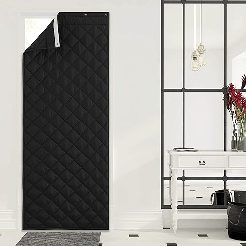 NICETOWN Cortina opaca con aislamiento térmico para puerta, resistente a la intemperie, impermeable, antipérdida de energía, cortina gruesa y