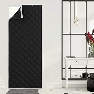 NICETOWN Thermal Insulated Blackout Door Curtain Weatherproof Waterproof Anti Energy Loss Thick Heavy Door Shade, Keep Warm Durable Doorway Curtain for Winter, 34" x 82", Black, 1 PC