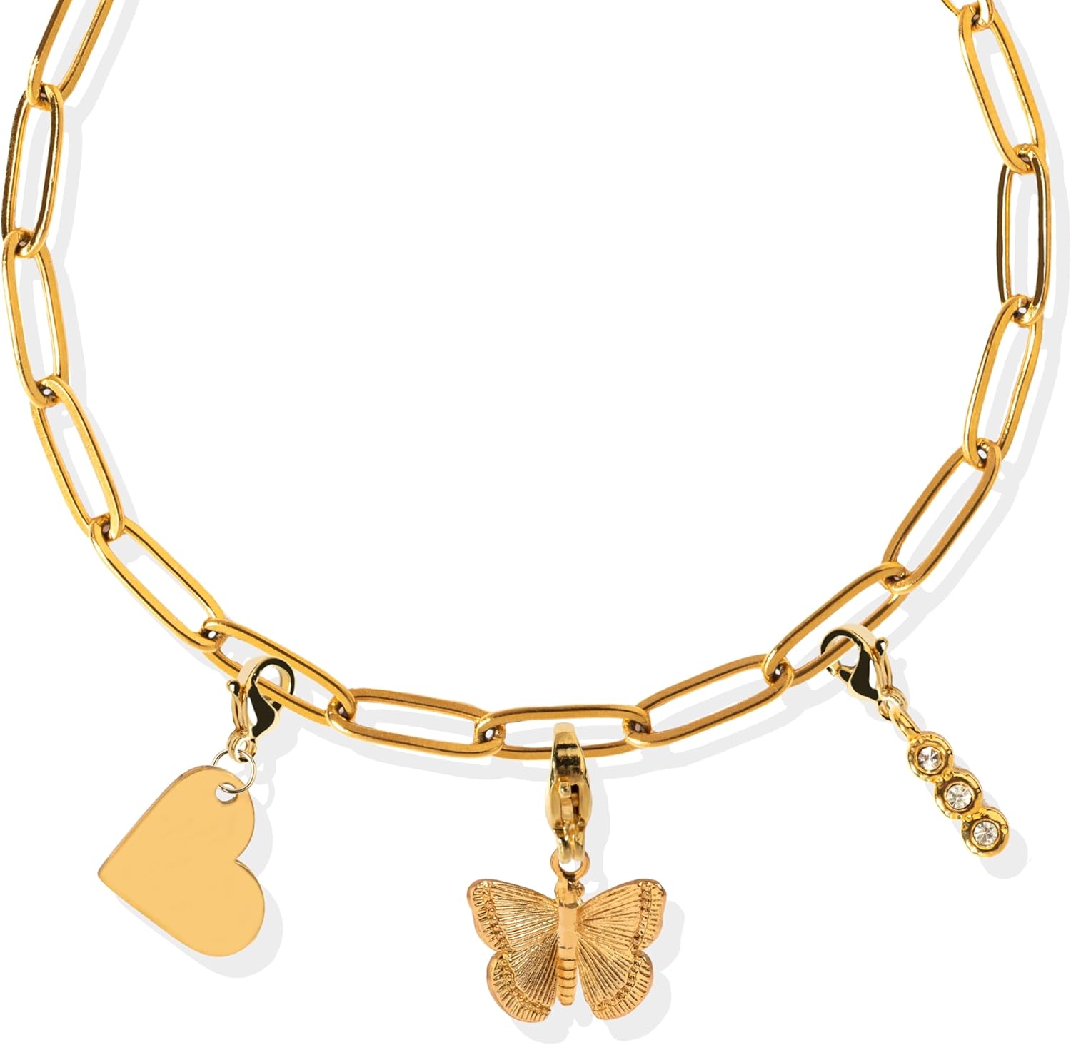 Charm Bracelet for Women, Charm Bracelet with Charms, Pearl Compass Cross Charms, Handmade Jewelry, Gold Bracelets for Women