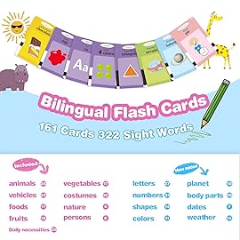 TimingSXD Spanish Flash Cards for Kids,Bilingual Flash Cards for Toddler/Beginning - ABC,Numbers,Colors,Shapes,Espaol/English Talking for Preschool,Kindergarten,Ages 2+