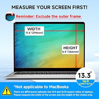 Laptop Privacy Screen 13.3 Inch 16:9 | Anti-Glare Blue Light Laptop Privacy Filter Shield & Protector for 13.3'' Hp Acer Asus Lenovo Dell Thinkpad