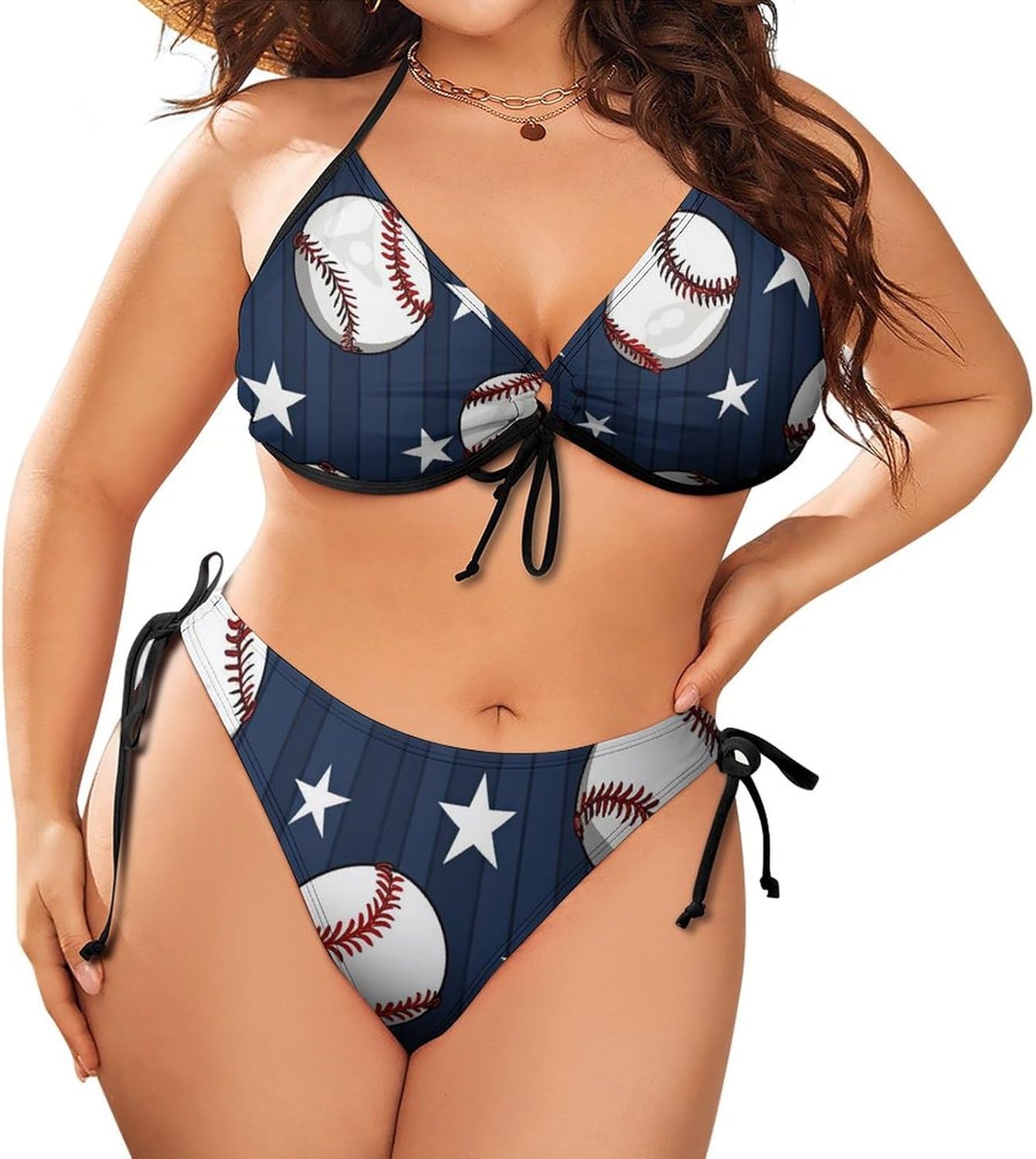 Dolphins Pattern Women's Large Size Bikini Swimsuit Party Bathing Swimsuit Beach