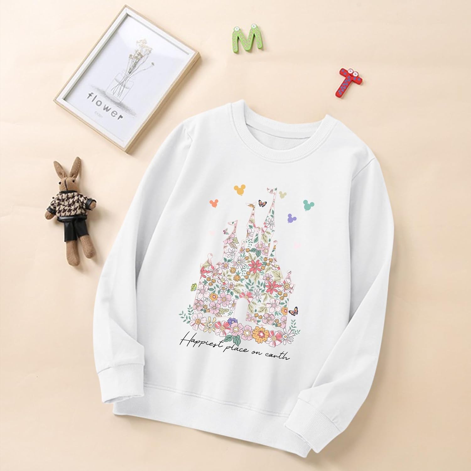 Magic Kingdom Sweatshirts for Girls Magical Floral Castle Graphic Long Sleeve Shirt Kids Vacation Pullover Tops - Image 6