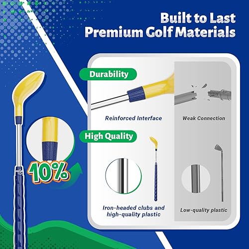 Miniatura 3 de EagleStone Juego de golf para niños con sombrero juego de juguetes de golf con 15 pelotas de golf de entrenamiento equipo de clubes juego de