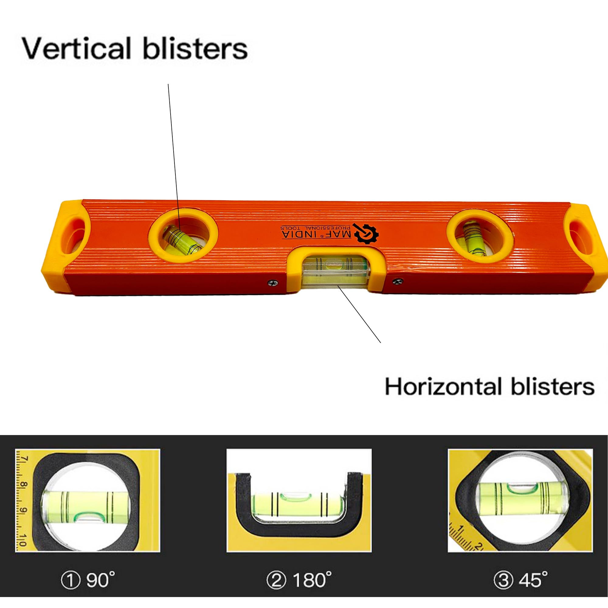 Malfah Carpenter's Spirit Level 12" Inch Magnetic Aluminum Frame Line (30 cm) MAF Orange 2