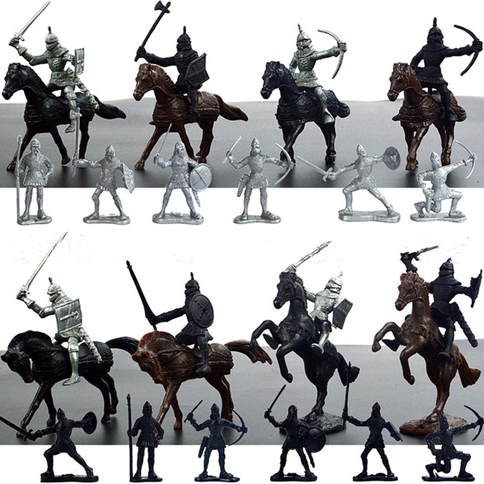 QOTSTEOS 28 Pcs Knight & Horses Soldier Toys Army Men Action Figures, Medieval Soldiers Figures Toy for Kids Learning Historical Warfare, Role-playing And Giving Creative Gifts
