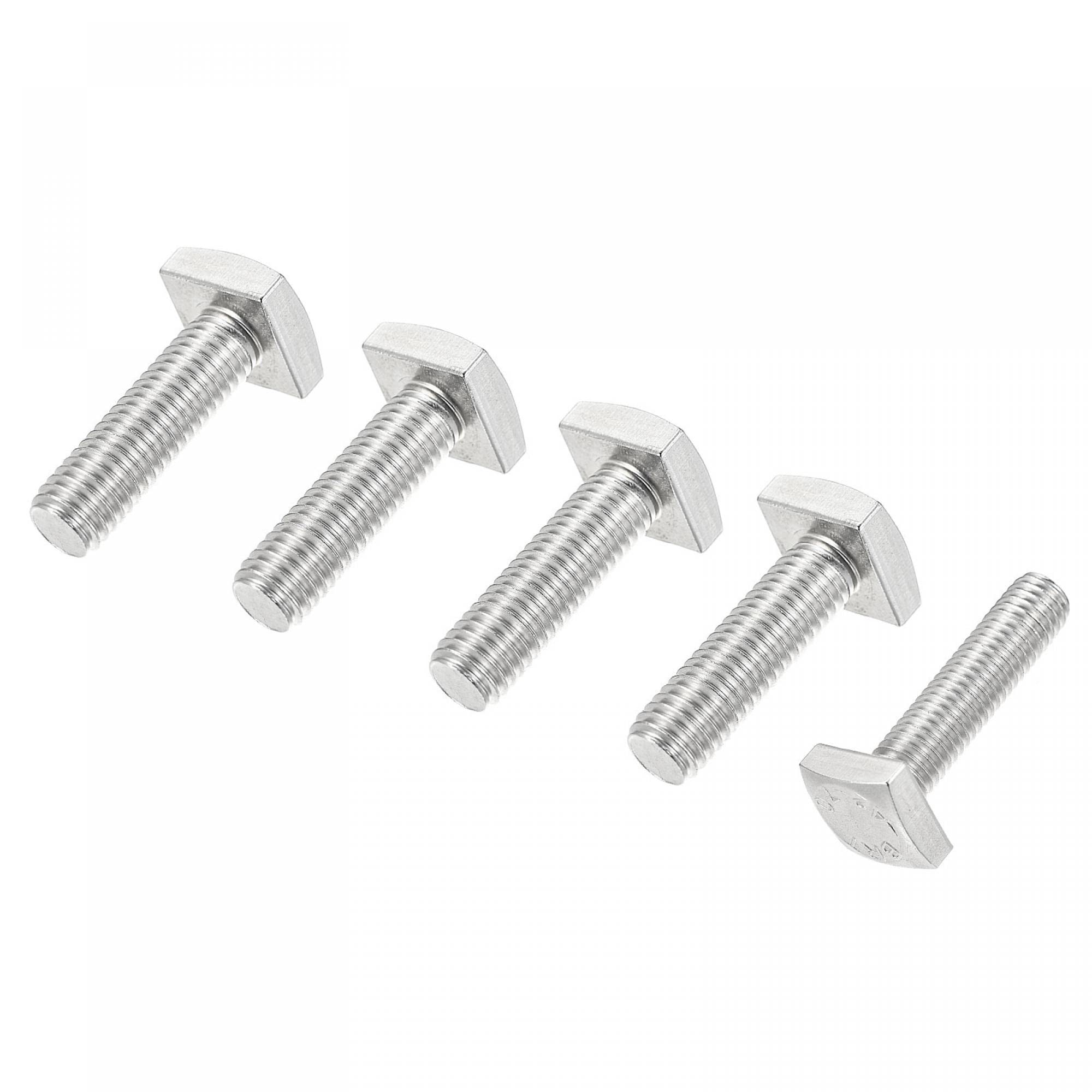 sourcing map Square Head Bolt, 5pcs M10x35mm Fully Thread 304 Stainless Steel Grade C Square Machine Screws