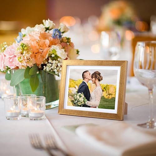 Miniatura 4 de Giftgarden - Portarretratos de 13 x 18 cm, paquete de 4, color dorado, con paspartú de 10 x 15 cm, o sin paspartú, de 13 x 18 cm, para pared o mesa