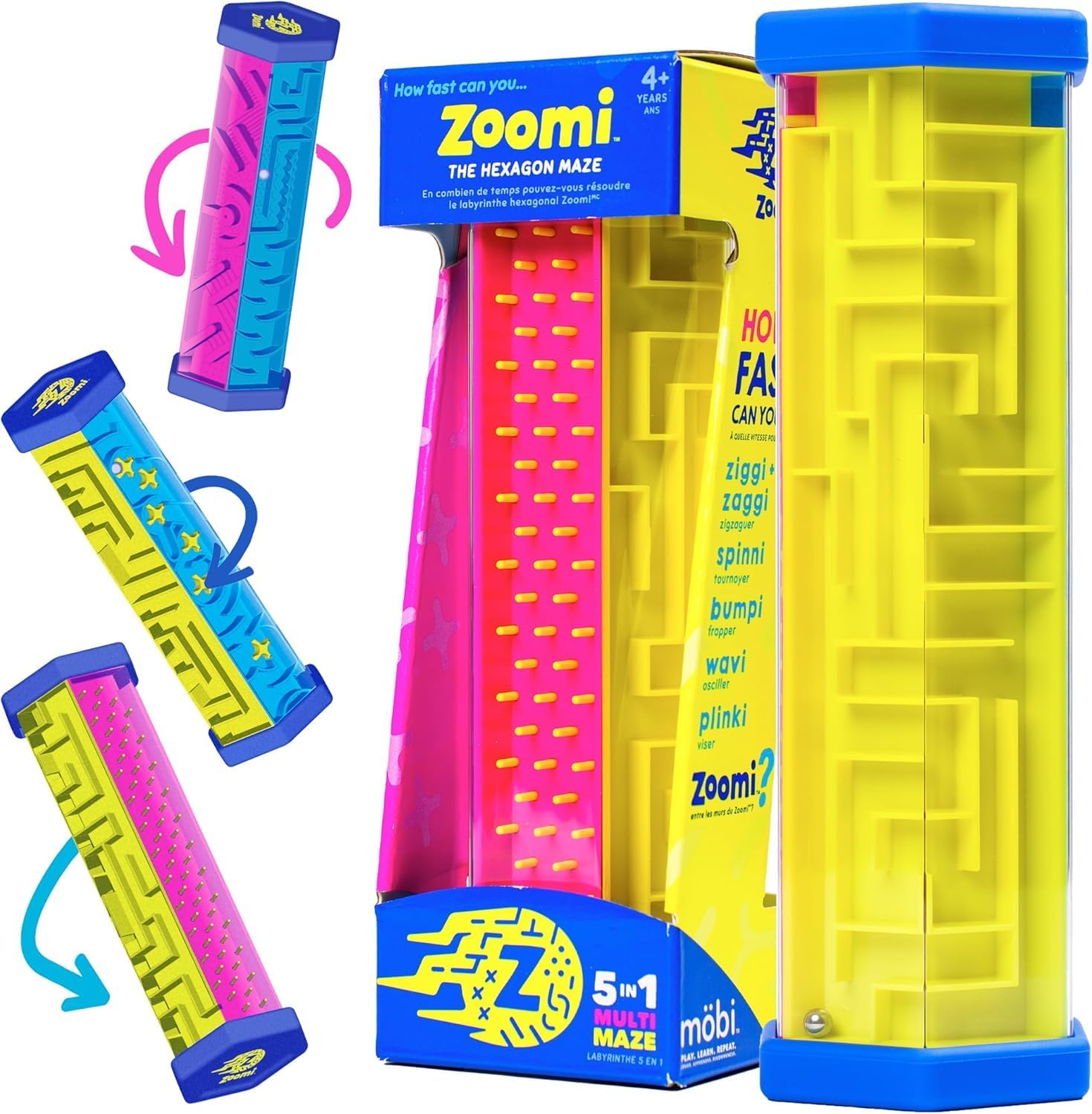 Mobi Zoomi Hexagon Maze Puzzle Game – 3D Hexagon Maze Gravity Ball Game for Toddlers and Kids, Brain Teaser Puzzles, Fidget Toy for Motor Skills and Coordination – Toddler Toys for Ages 4+