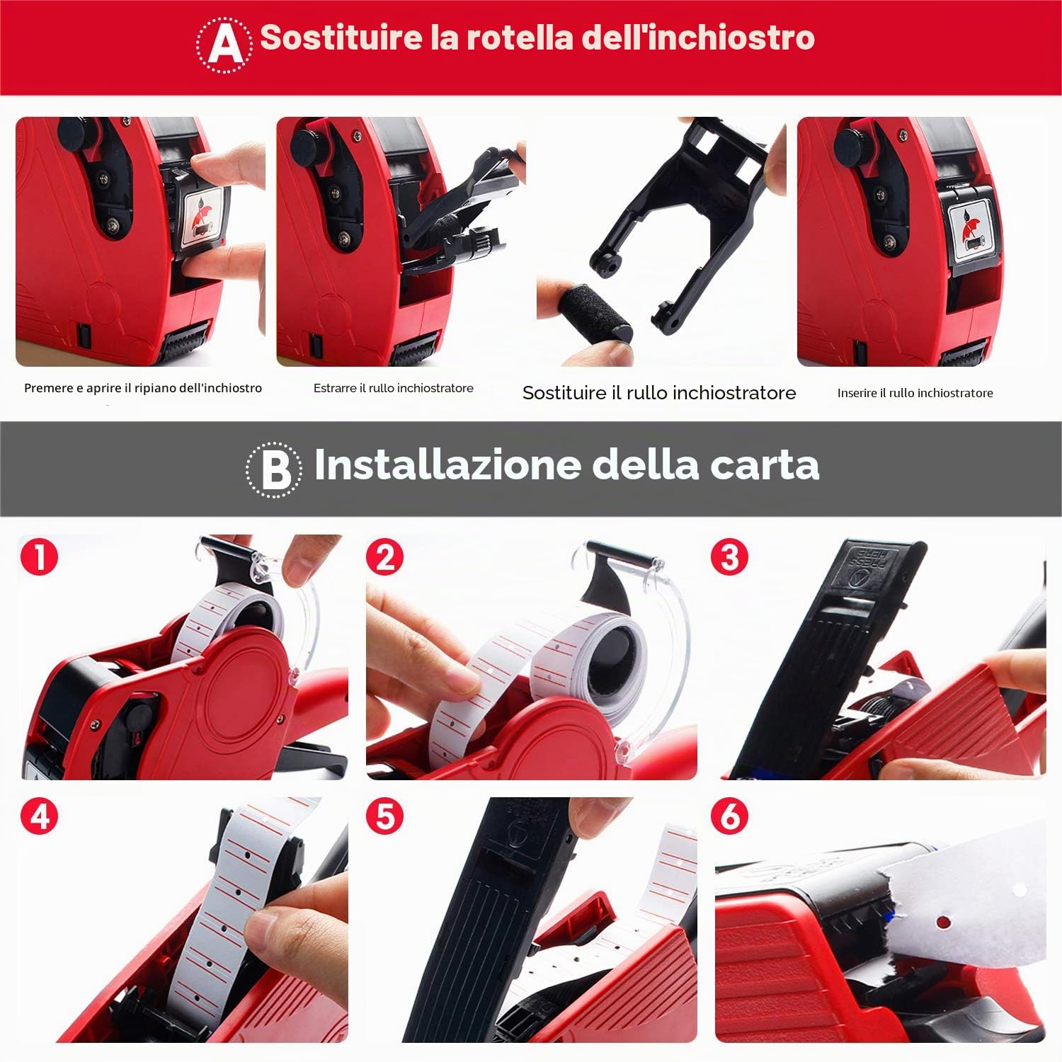 KPX MX5500 - Pistola per prezzi, con 5150 adesivi a pistola bianca e 3 rulli extra per inchiostro, pistola per etichette prezzi, pistola per prezzi, pistola per prezzi al dettaglio a 8 cifre ed