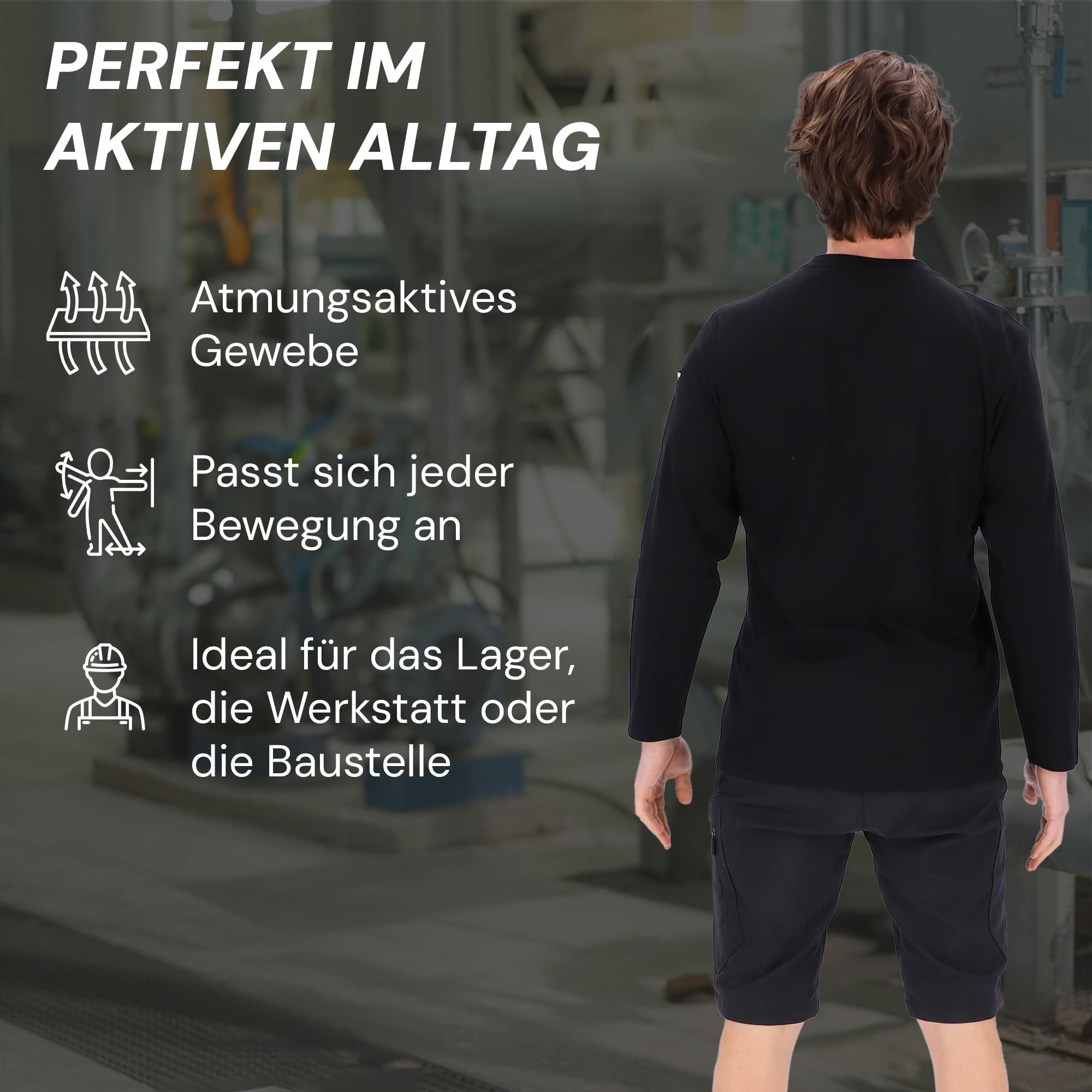 PUMA Workwear Advanced Kollektion - Longsleeve Herren Pullover - Brusttasche und Utility Fach an der Schulter, Strapazierfähiges und atmungsaktives Gewebe - Für Handwerk und Logistik