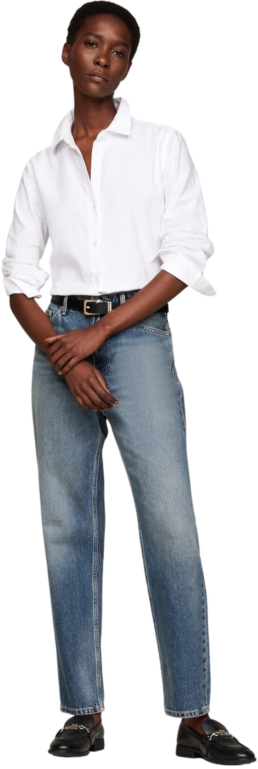 Tommy Hilfiger Camisa Mujer Oxford Cotton Regular Shirt de Algodón
