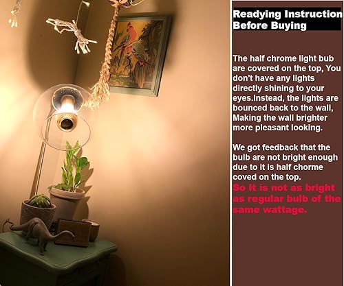 Miniatura 4 de Bombilla media cromada, regulable de 6 W (equivalente a 60 vatios), bombillas LED Edison G25G80, mitad negra, forma de globo, 2700 K, blanco cálido,