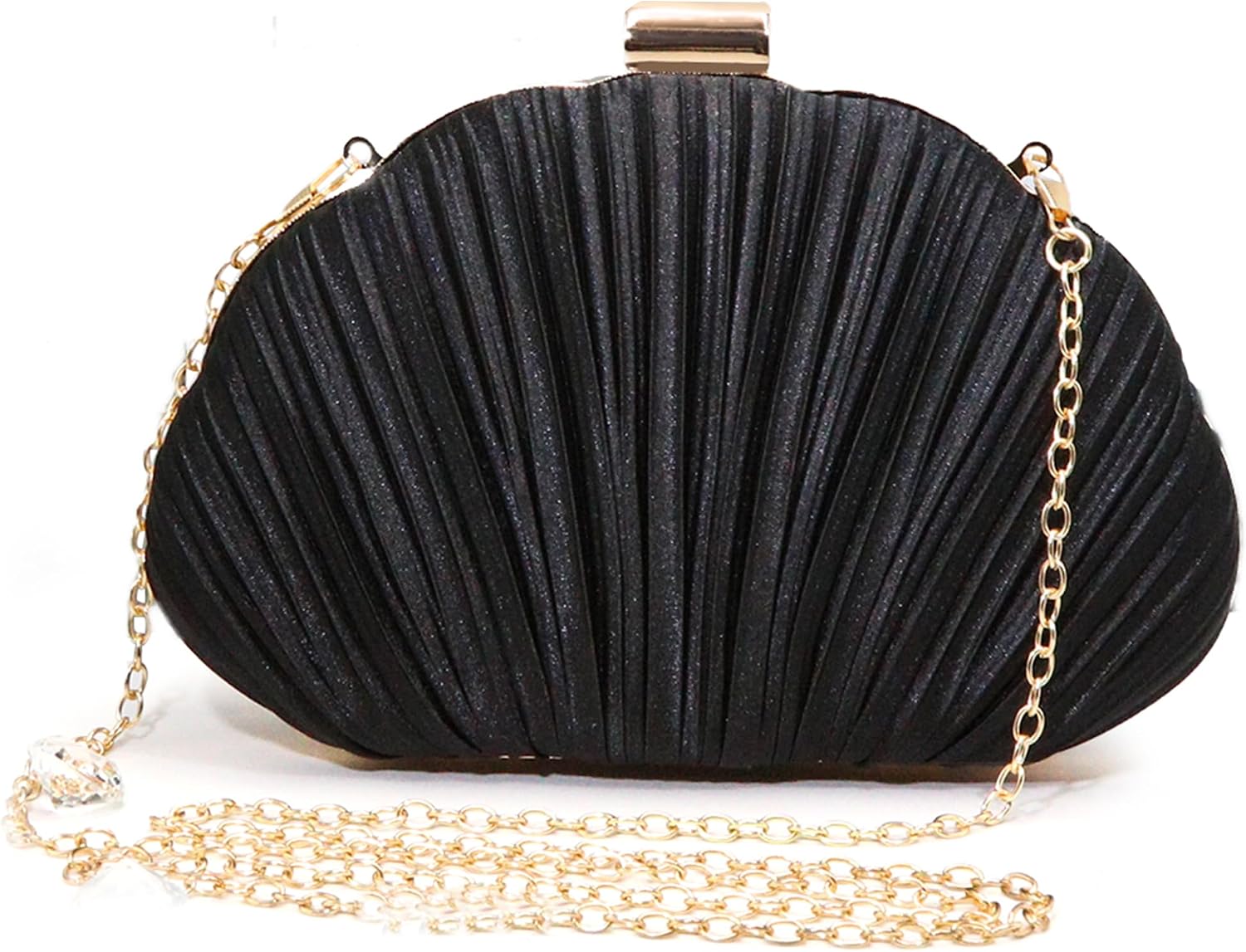 Shell Shaped Clutch Purses Ruched Shell Purse for Women Elegant Evening Handbag Chain Shoulder Bag Wedding Party image 5