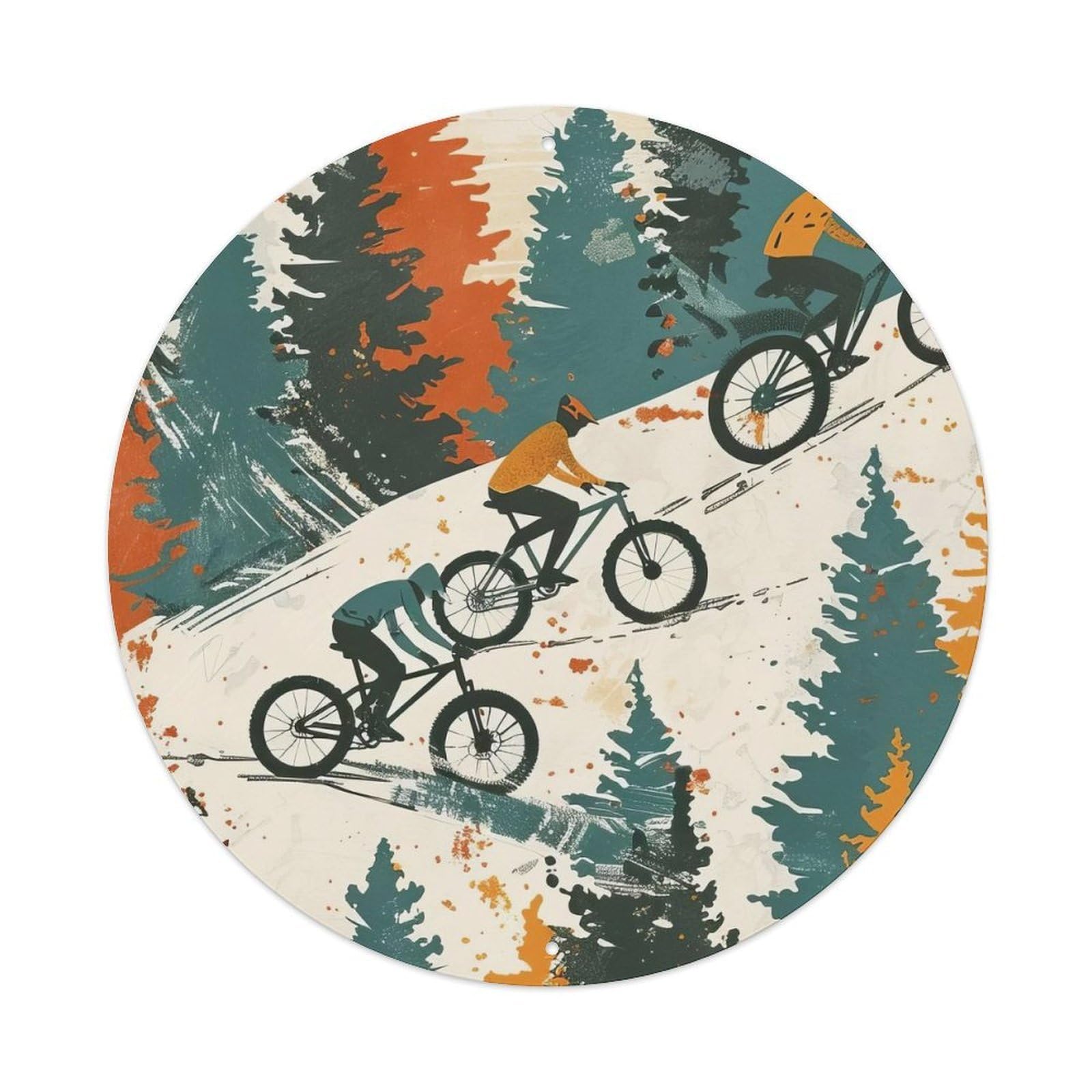 Extreme Sports Mountain Bike Autumn Forest Exploration Vintage Metal Tin Sign