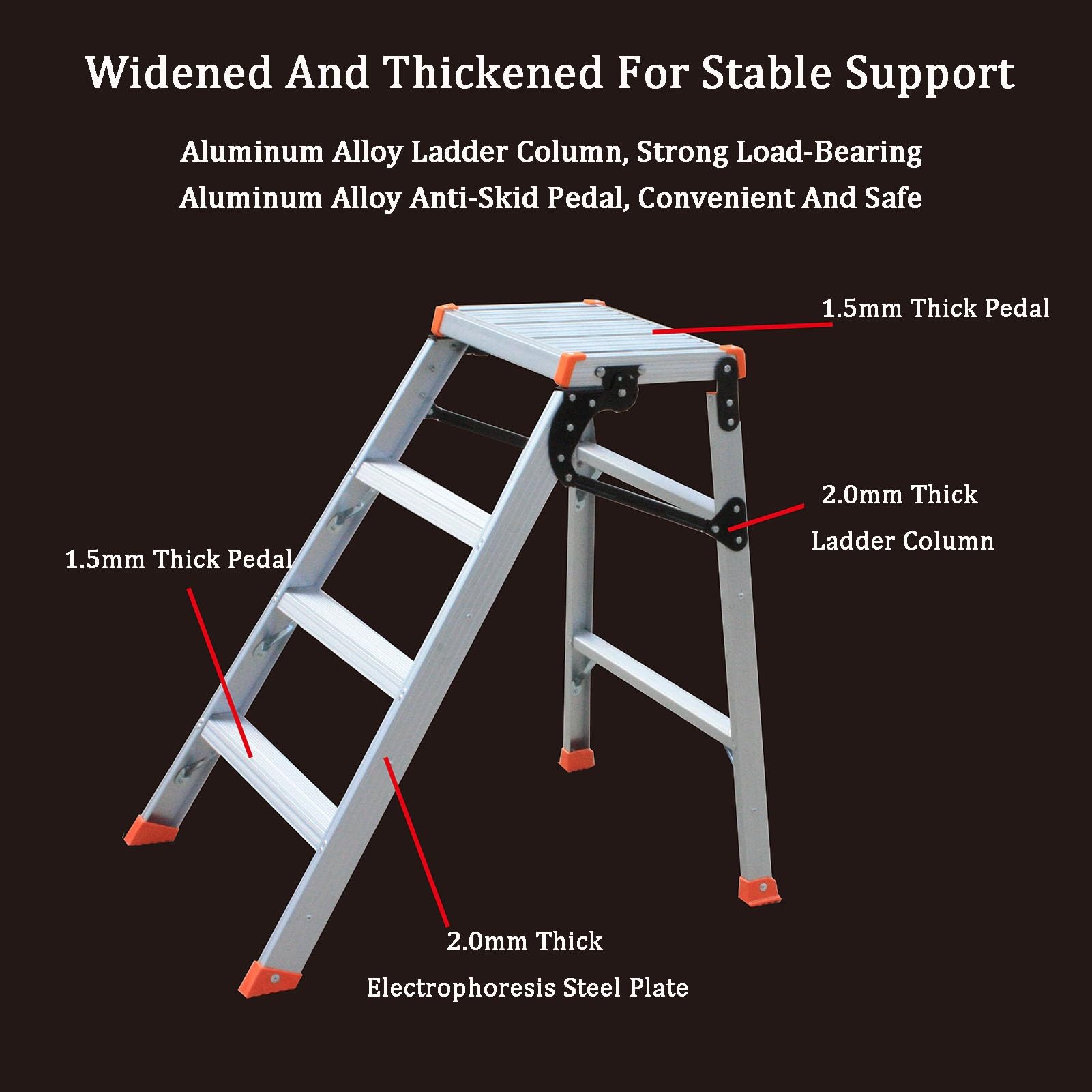 Taburete plegable, plataforma de trabajo de aluminio portátil, asiento de picnic al aire libre, escalón de escalada de coche, resistente con capacidad de 150 kg, diseño compacto y ligero