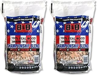 B&B Charcoal Smoking Chips 2-Pack, 180 cu in Bags – Premium Hardwood BBQ Smoking Chips for Grilling, Smoking Meat, Fish & Vegetables (2 Pack, Championship Blend)