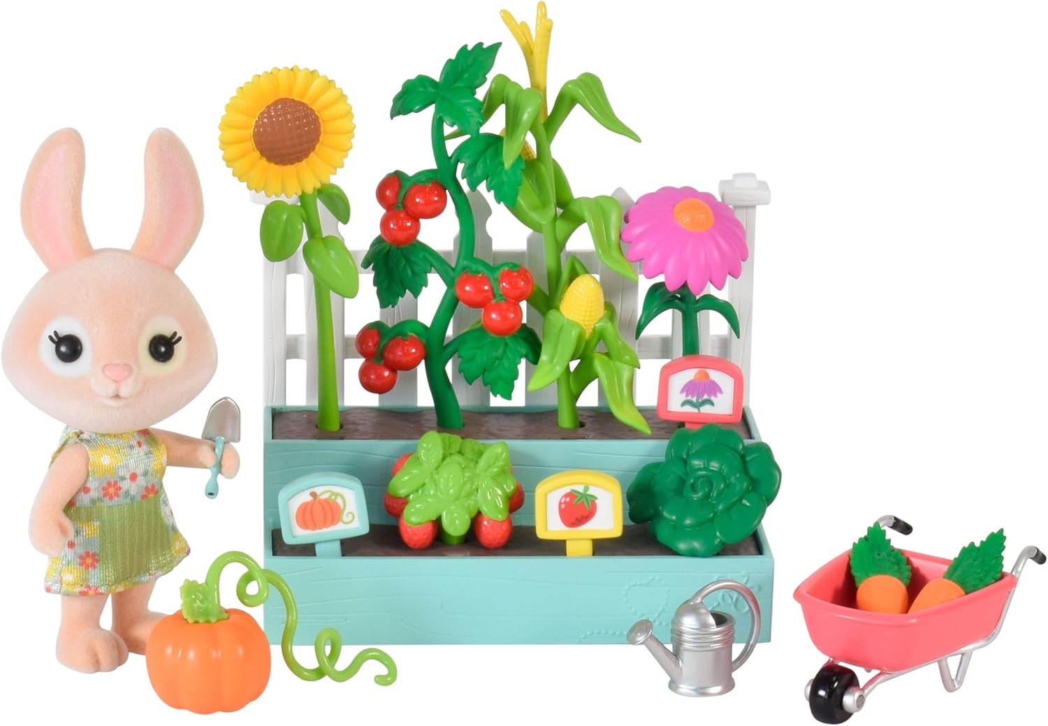 Honey Bee Acres Time to Garden, Complete Set with Miniature Doll Figure, 16 Pieces , Ages 3+