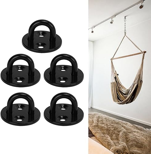 5 ganchos de acero inoxidable 304 para placa de ojo, placa fija redonda de alta resistencia, ganchos de anillo de montaje en pared negros gruesos,