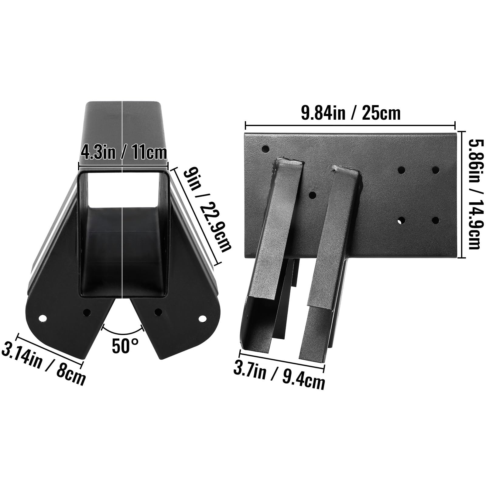 Soporte de juego de columpio 9.84" Juego de columpios de construcción de marco en A con soporte de columpio 2 PCS Material de acero resistente con recubrimiento de polvo negro