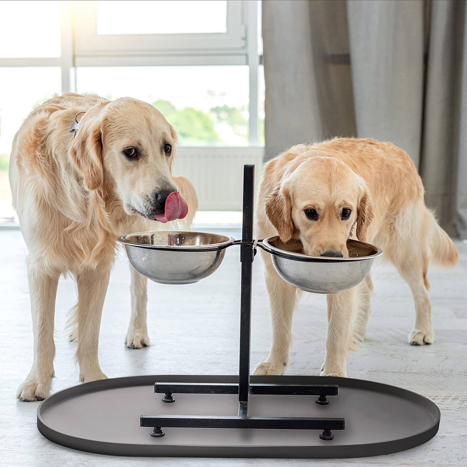 DogBuddy Tappetino per cibo per cani, impermeabile, in silicone, per ciotole per cibo e acqua, tappetino antiscivolo con bordi, tappetini per cibo per cani, forniture per cuccioli (XXL: 81,3 x 48,3 cm