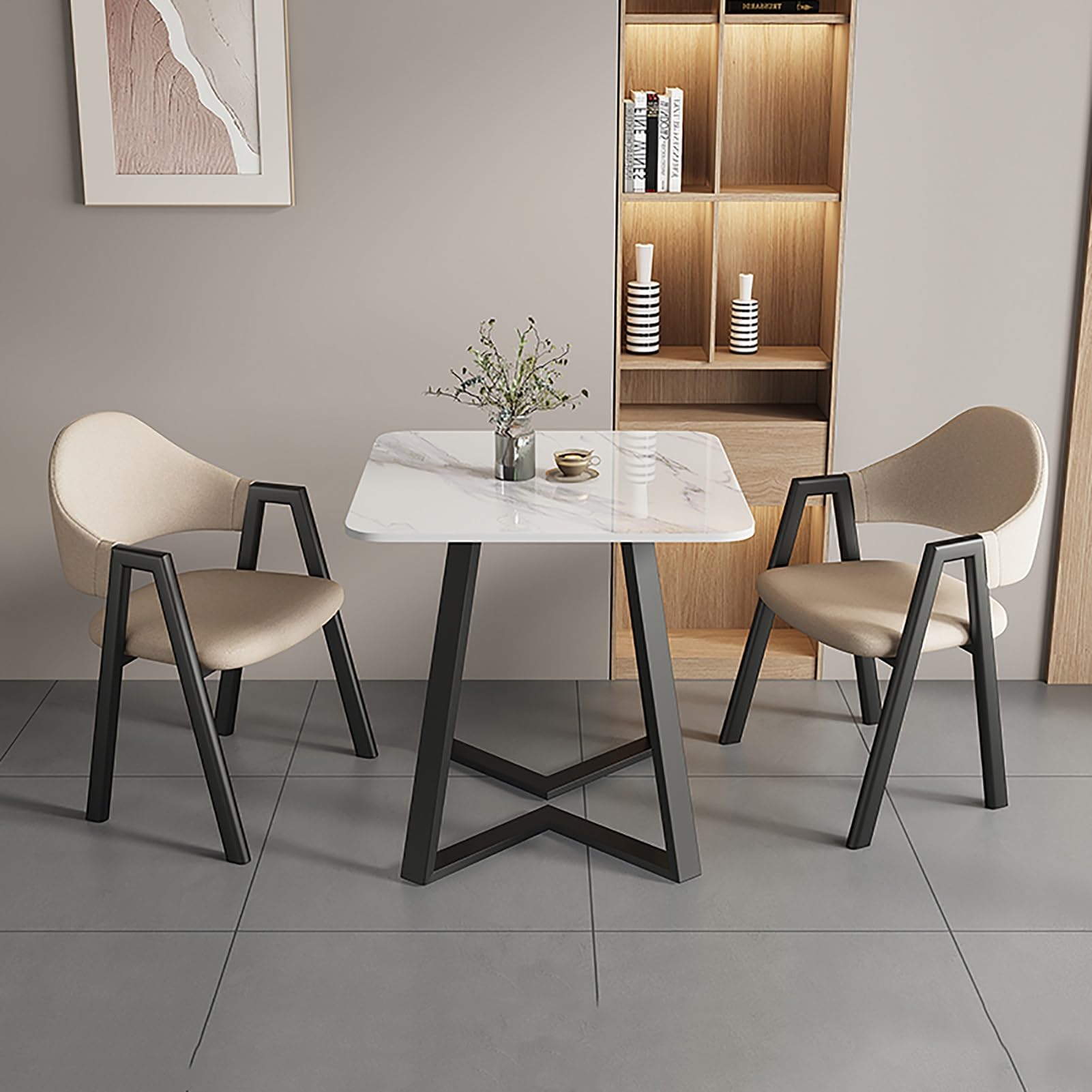 Kleines Esstisch-Set für 2 Personen mit Stühlen, Küchen- und Esszimmermöbel, quadratisch, Frühstückstisch-Set, Beige, 70 cm Küche, Haushalt & Wohnen