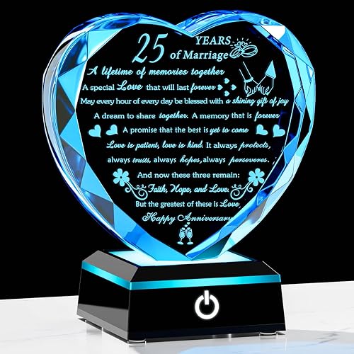 Arikyrist Crystal Heart Keepsake with LED Base: A Thoughtful 25th Anniversary Gift
