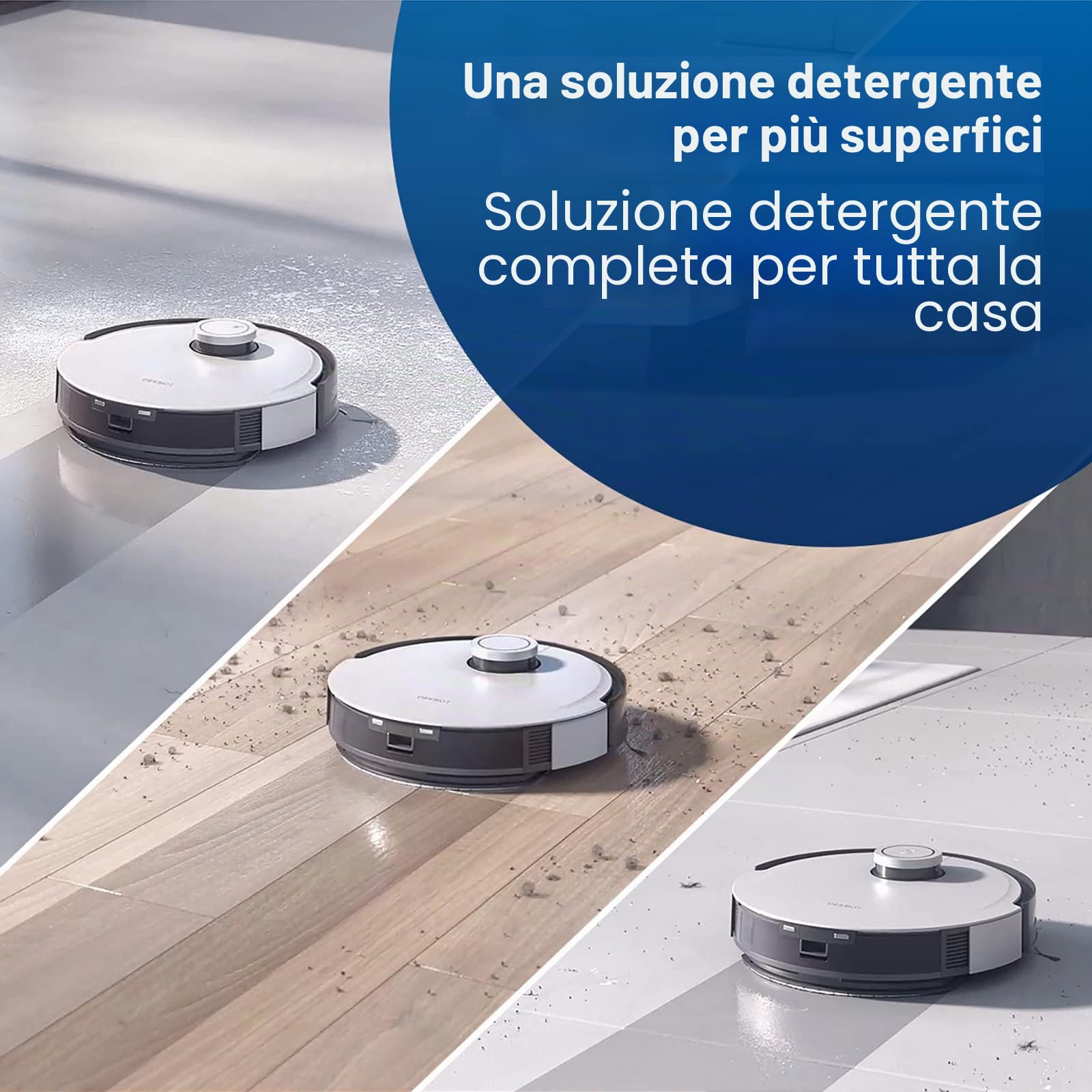 ECOVACS Soluzione detergente 1L per Robot Aspirapolvere Lavapavimenti della DEEBOT X1/X2/X5/X8/X9/X11/T10/T20/T30/T50/T80/N20/N30/MINI, accessorio originale