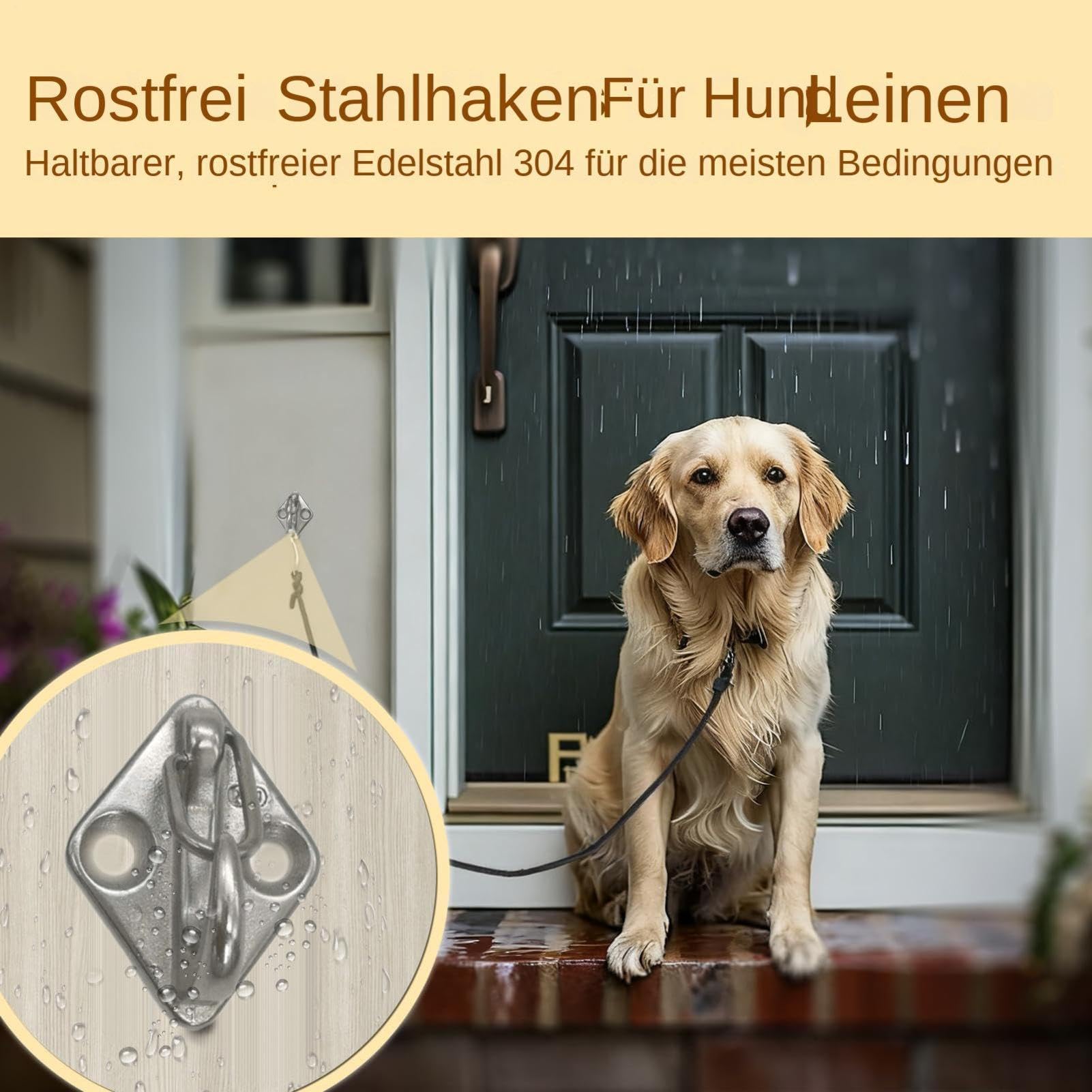 Hunde-Anbindehaken – rostfreier Edelstahl, Leine zum Parken im Innenbereich, zuverlässiger Halter für die Leine für Haustiere | Robuste Wandhalterung zur Tierhaltung für Eltern, Mieter, Eingangsbereic