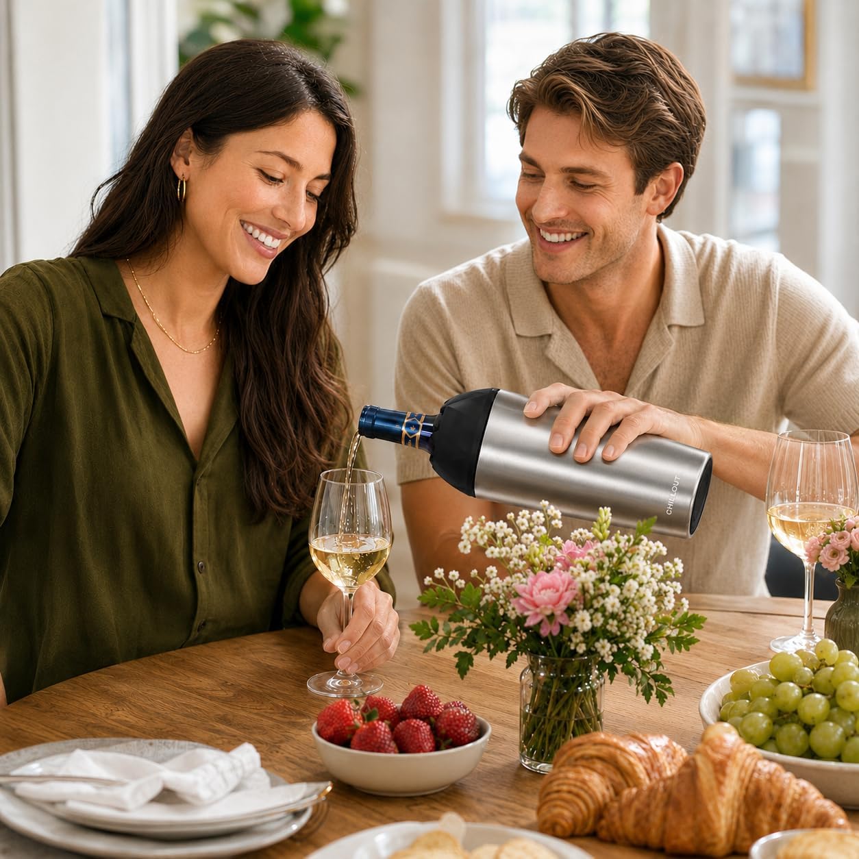CHILLOUT LIFE Wine Bottle Chiller, Wine Chiller Stainless Steel Wine Cooler