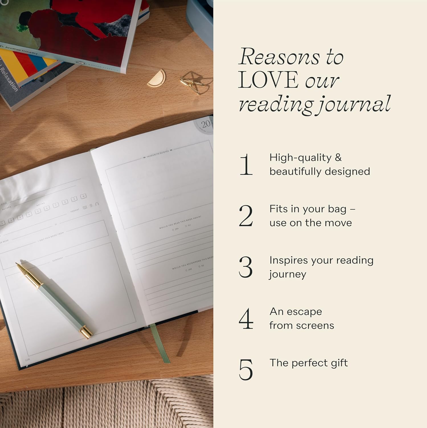 Papier Wonder Reading Journal - Yellow Hardback | Record & Review Your Reads | Includes Space To Review Books, Write Reading Wish Lists, Book Club Ideas & Favorite Books | Great Gift For Book Lovers