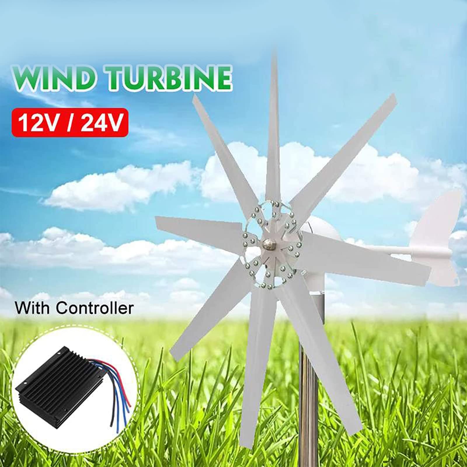Turbinas eólicas 5000W Generador de Viento doméstico Horizontal Molino de Viento Turbinas de energía Carga para el hogar + Kit de generador de Viento