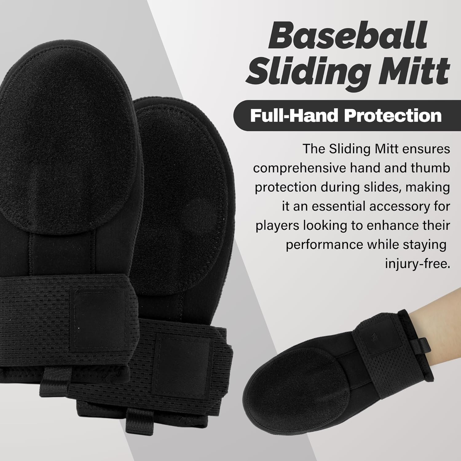 Guante deslizante de béisbol universal para mano derecha o izquierda, guante deslizante de béisbol para jóvenes y adultos, neopreno, correa de compresión ajustable para la muñeca