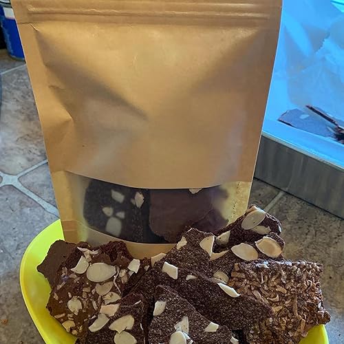 Miniatura 7 de Paquete de 200 bolsas de papel kraft con ventana, 7 x 10 pulgadas, con cierre de cremallera resellable, muesca de desgarro para alimentos, nueces,