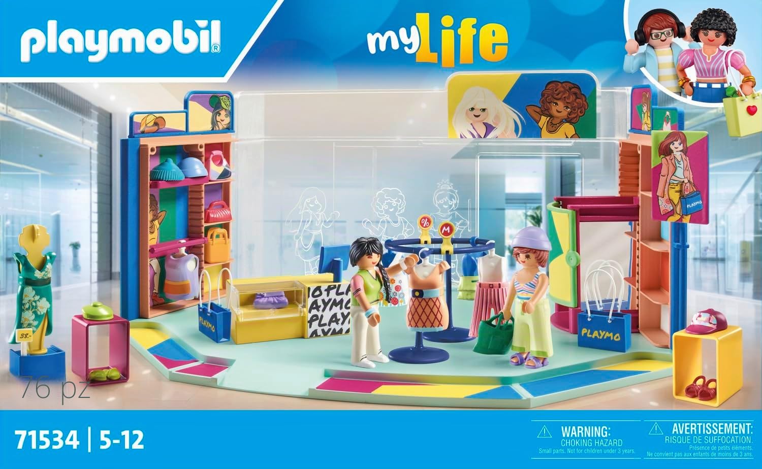 PLAYMOBIL myLife 71534 Fashion boutique, emozionante esperienza di shopping nella boutique di moda, inclusi cassa, vetrina e molti capi d'abbigliamento, giocattolo per bambini dai 5 anni in su