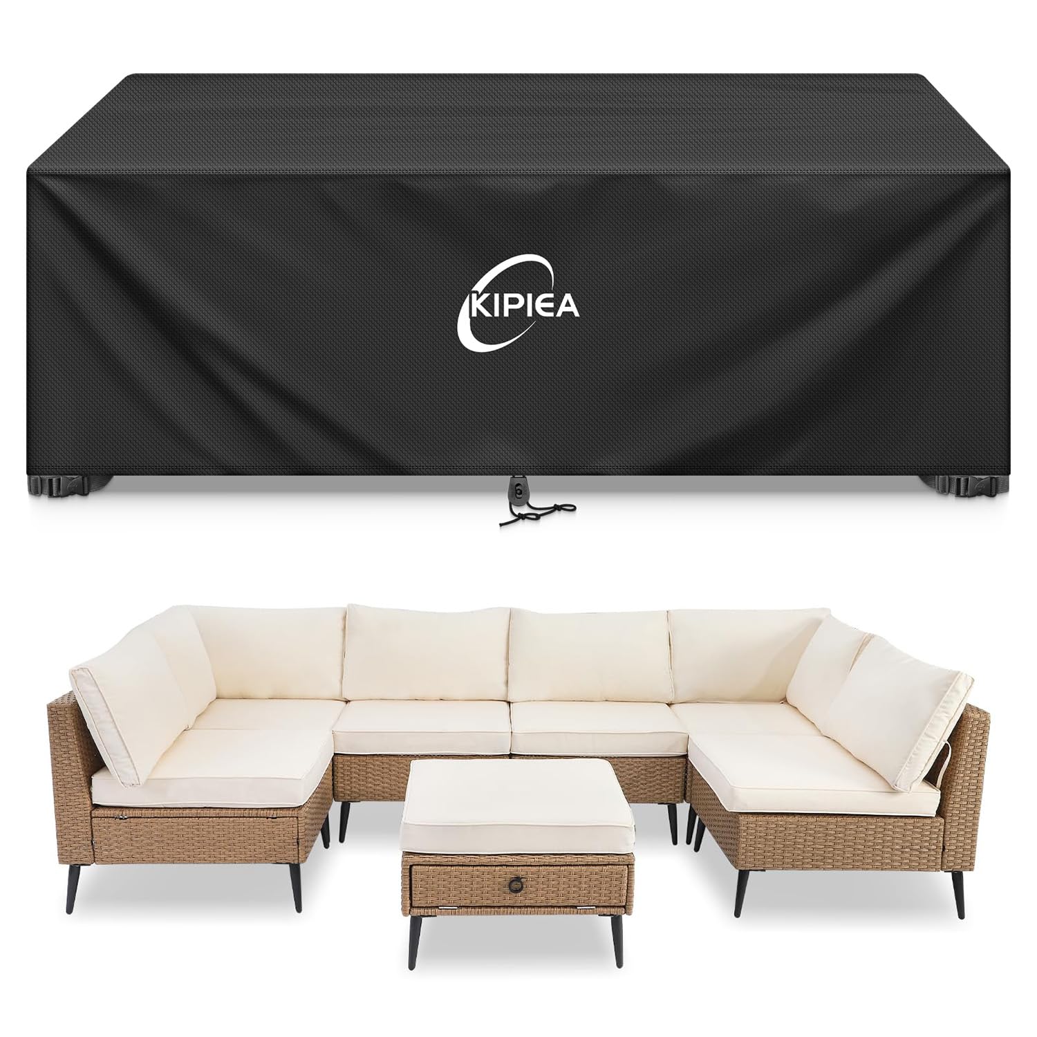 Kipiea Patio Furniture Covers Waterproof Winter, Heavy-Duty 420D Outdoor Patio Table Set Covers, Rectangular Outdoor Sectional Couch Covers (78" L x 58" W x 28" H) — view 15