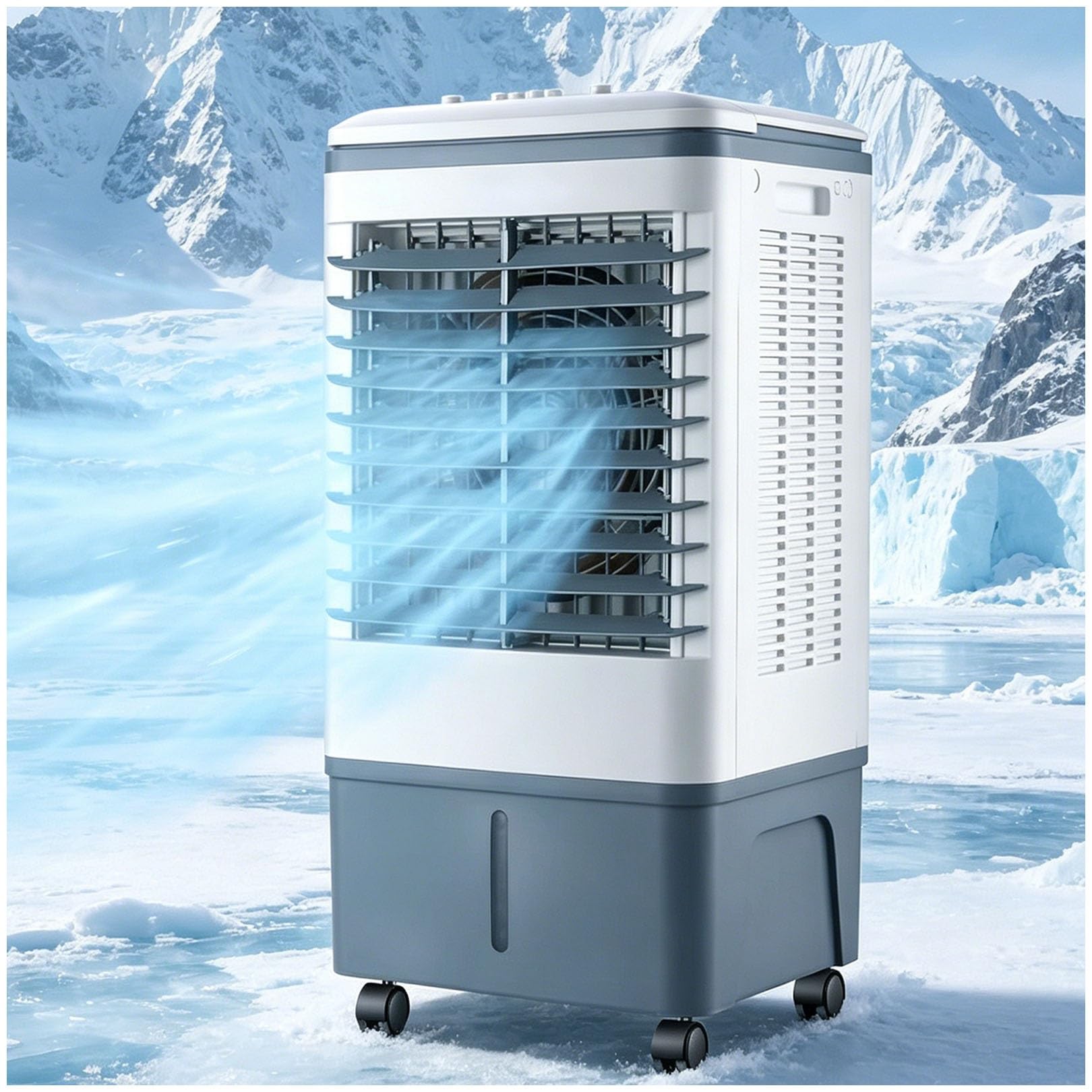 Portable Evaporative Air Cooler 3 in 1, 20L Tank, 120° Auto Oscillation, 360° Casters, 3 Speeds, Water Curtain 1177 CFM, Windowless No Hose, 80W, 2 Ice Packs