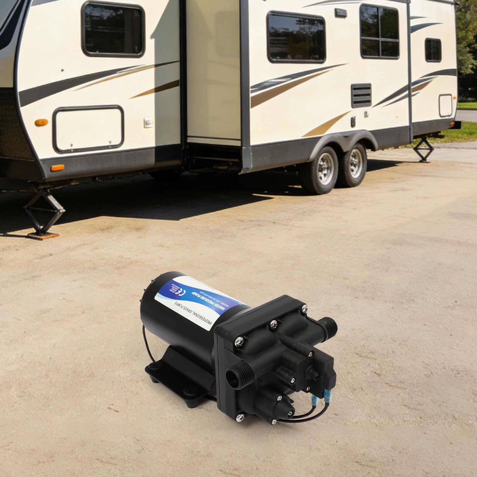 Bomba de agua de 4,58 GPM con interruptor de presión, para jardín, ducha y barco, bomba de membrana automática de 184 W con protección contra marcha en seco, para caravanas y yates