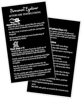 Boutique Marketing LLC Permanent Eyeliner Aftercare Cards | 50 Pack | Size 3.5 x 2 inches | PMU Black with White Design