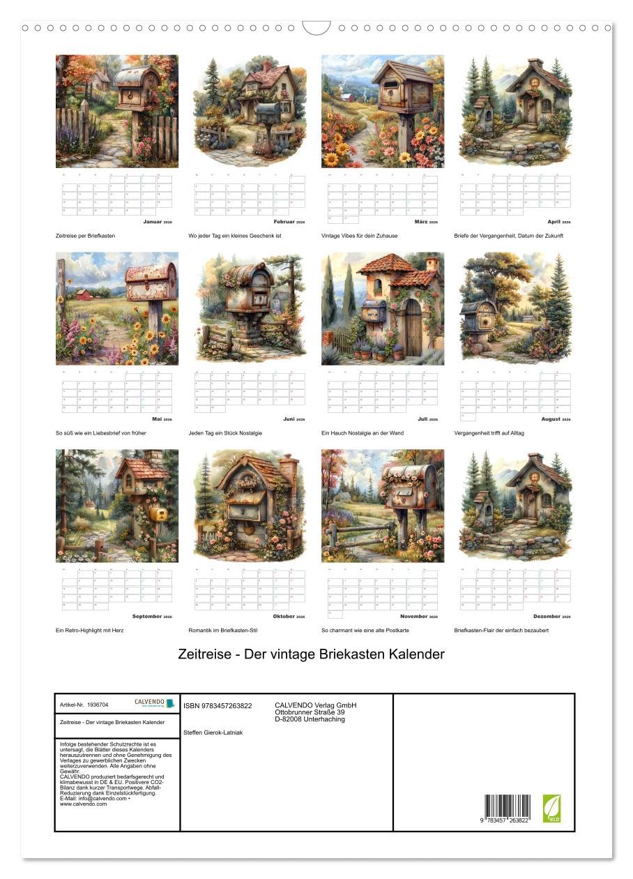 Zeitreise - Der vintage Briekasten Kalender (Wandkalender 2026 DIN A2 hoch), CALVENDO Monatskalender: Ob als funktionaler Postempfänger oder ... auf einzigartige Weise. (CALVENDO Kunst)