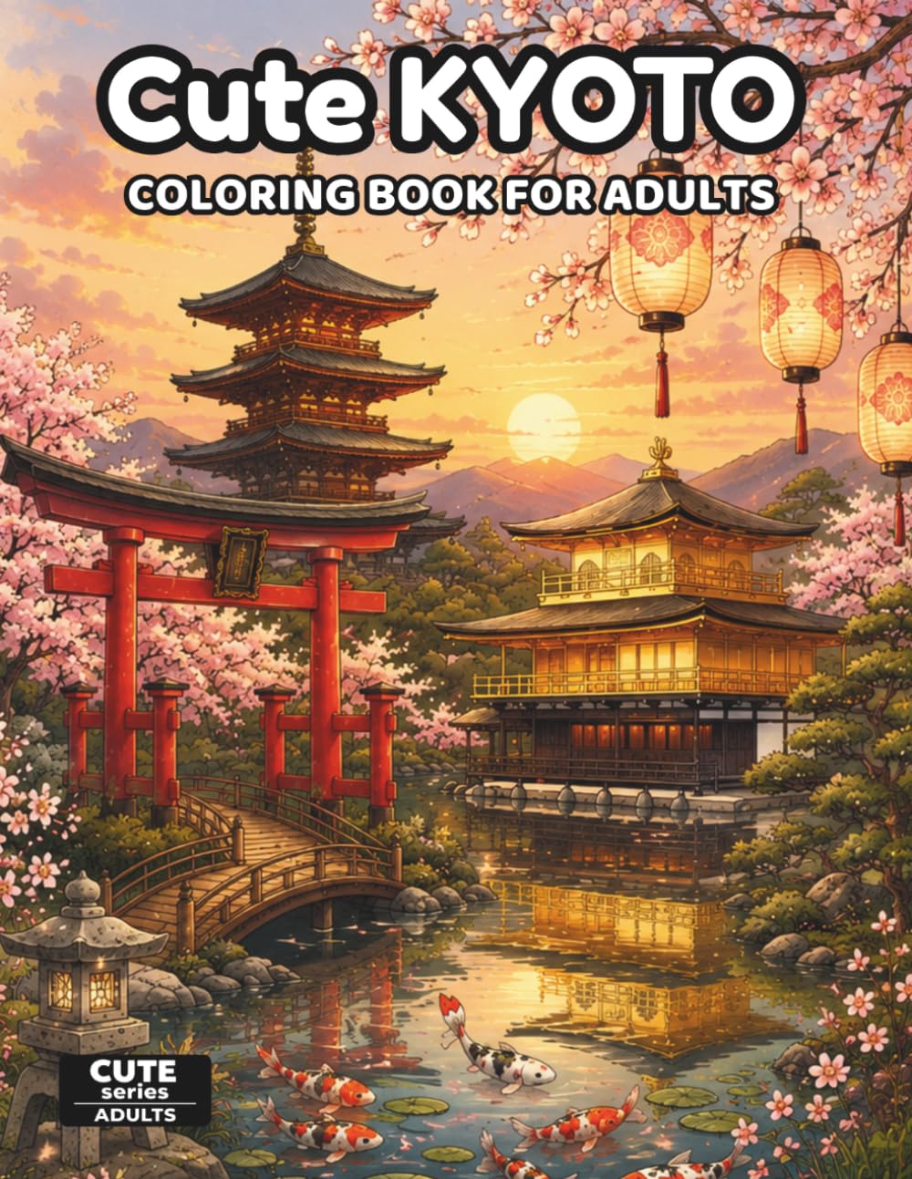 Cute Kyoto Coloring Book for Adults: Relaxing Japanese Coloring Pages Inspired by Kyoto, Kawaii Culture, Temples and Scenic Japan: 40+ Adorable ... Peaceful Japanese (Cute Series for Adults)