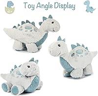 Vista 5 de TCBunny Juguete de peluche de dinosaurio bebé para dormir, 15 pulgadas, Stephan (Estegosaurio-gris)