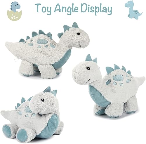 Miniatura 5 de TCBunny Juguete de peluche de dinosaurio bebé para dormir, 15 pulgadas, Stephan (Estegosaurio-gris)