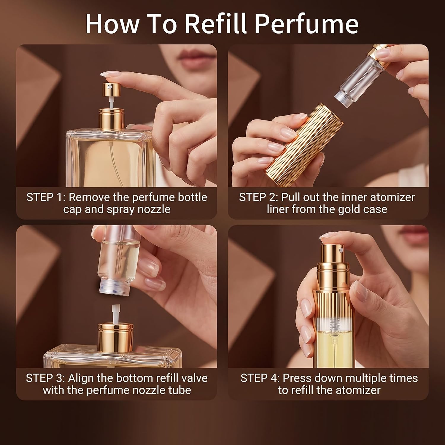 Perfume Atomizer, Refillable Travel Sprayer with Bottom Pump, 2 Pack