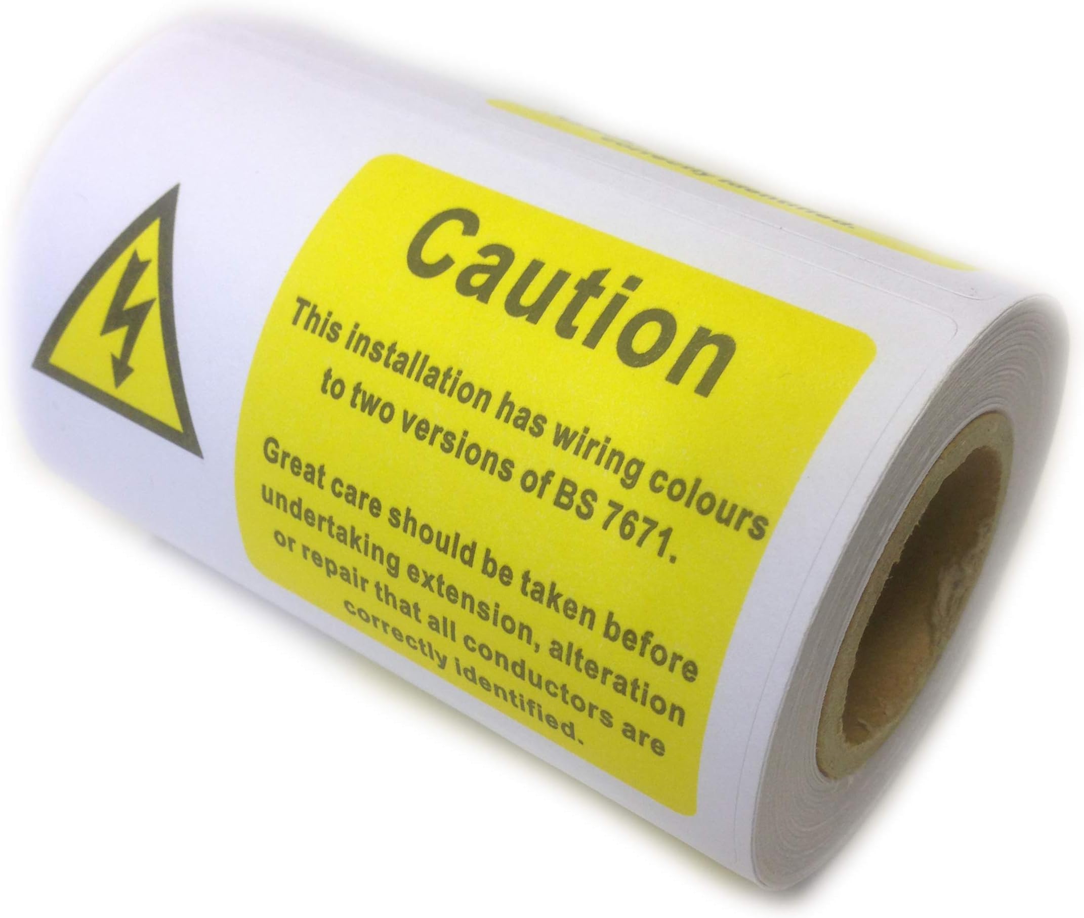 100x Wiring Colours to Two Versions of BS7671 Harmonisation Label Roll 75x50mm