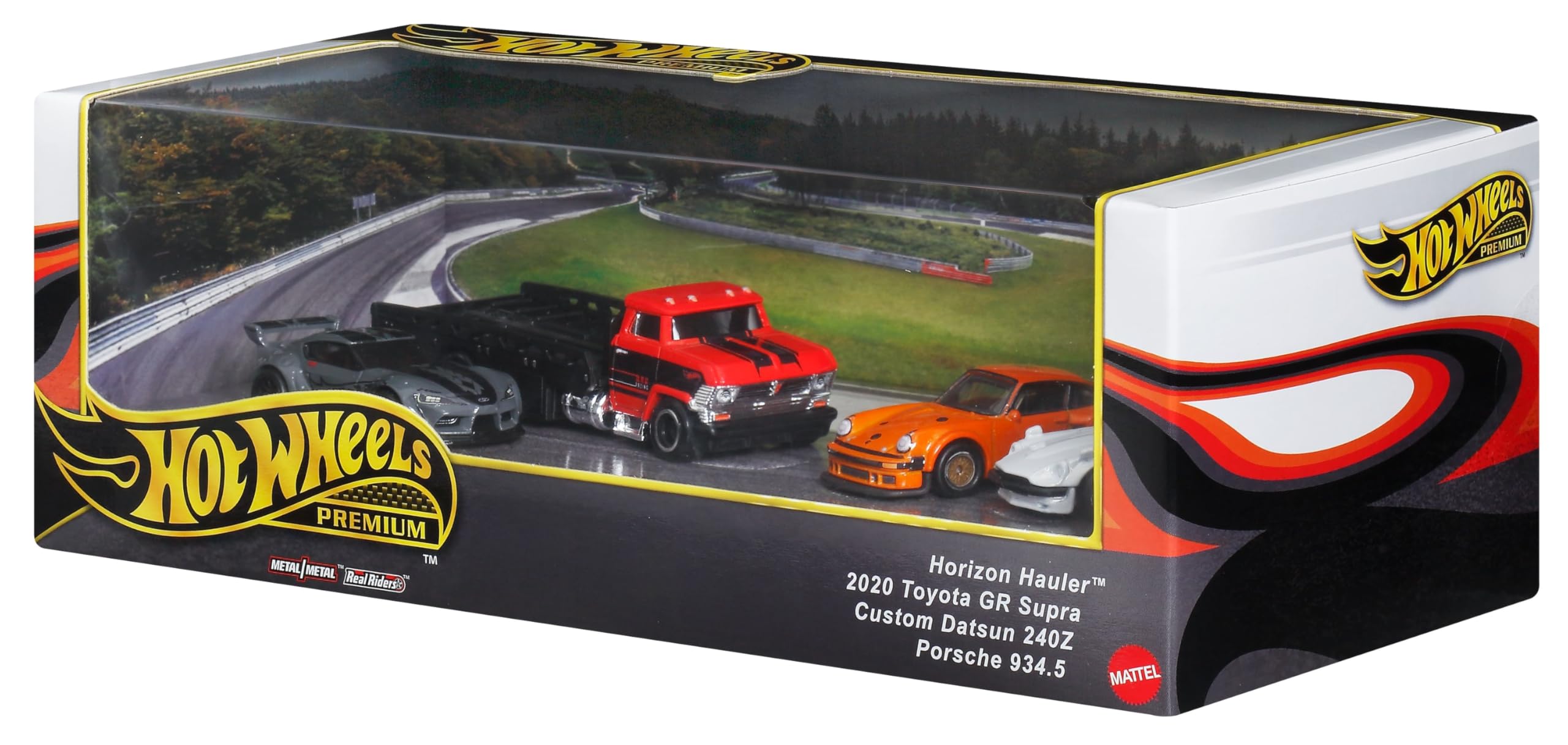 Hot Wheels Premium 4-Piece Die Cast Car Set with Carrier Toyota GR
