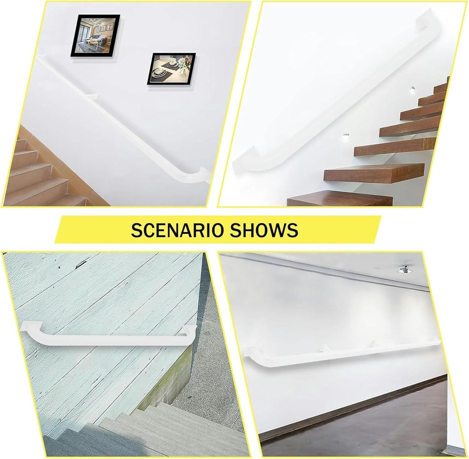 1FT-20FT Staircase Handrails, Hand Rails for Indoor Stairs Outdoor Steps Wall Mount Support Stair Rail, Wrought Iron Railing, Steps Baluster Handrail