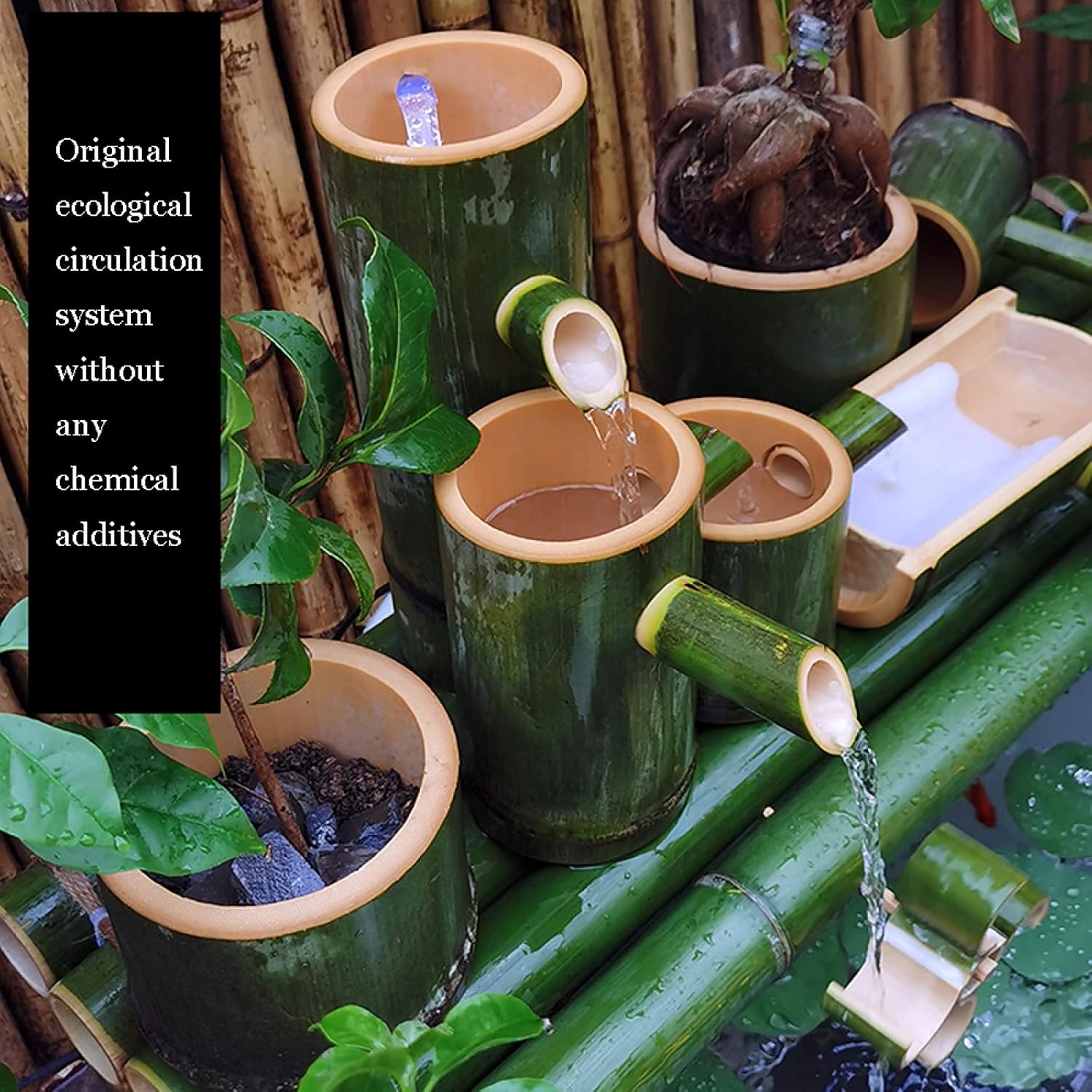 Classic Garden Water Feature Bird Bath Water Feature Pump Bamboo Fountain is Suitable for Decorating Fish Tanks, Stone Troughs, Ponds to Automatically Beautify Waterscapes,11