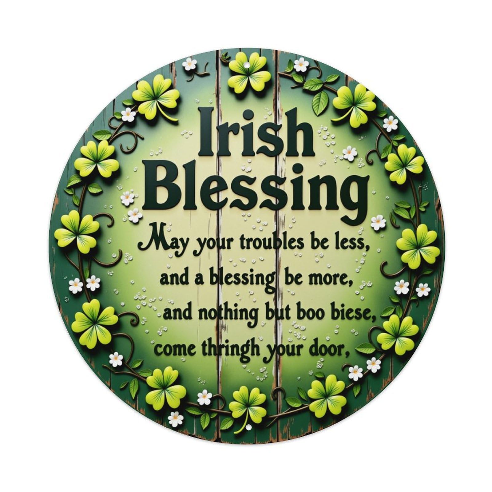 Jdfenggu Vintage Irish Blessing Floral Pattern Print Retro Metal Tin Sign, Metal Poster For Bar, Home, Man Cave, Kitchen, Laundry Room Art Decor 8X8 Inch